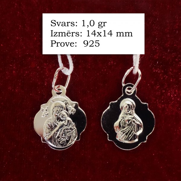 Sudraba medaljons Nemitīgās palīdzības Dievmāte 1.0 gr