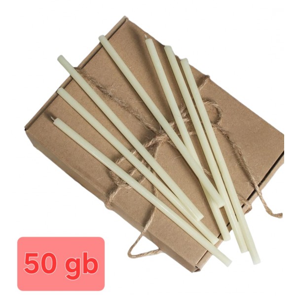 Bišu vaska baznīcas svece baltā 18,5 сm 50 gb