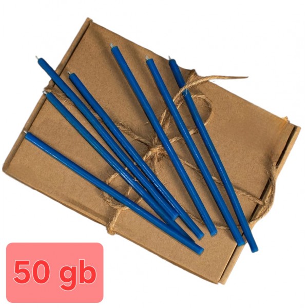 Bišu vaska baznīcas svece zilā 18.5 сm 50 gb