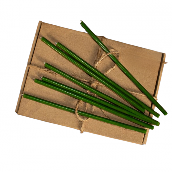 Bišu vaska baznīcas svece zaļā 18,5 сm