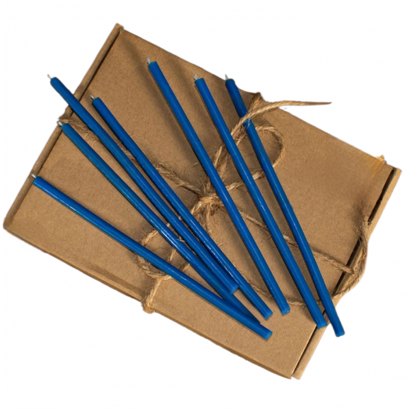 Bišu vaska baznīcas svece zilā 18,5 сm