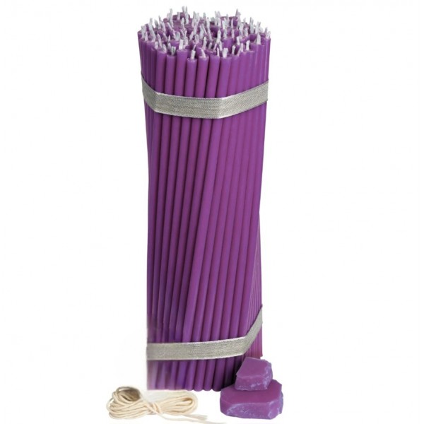 Bišu vaska baznīcas svece violeta #40 26,5/0.715 cm