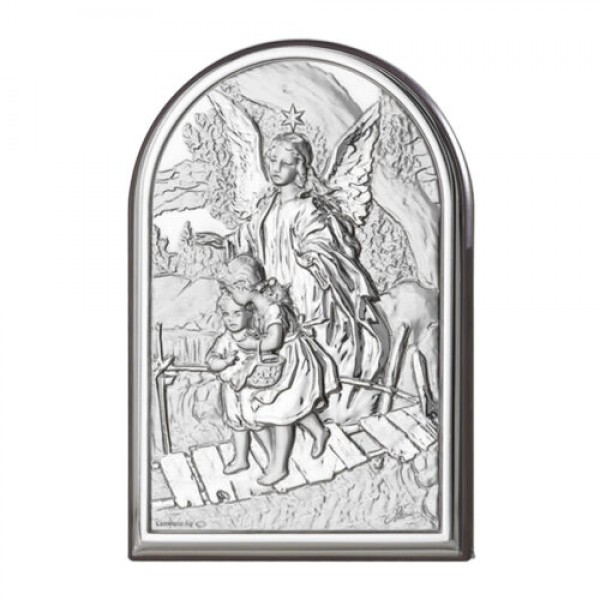 Sudraba svētbilde "Sargeņģelis" (9 x 13 cm, riekstkoks)